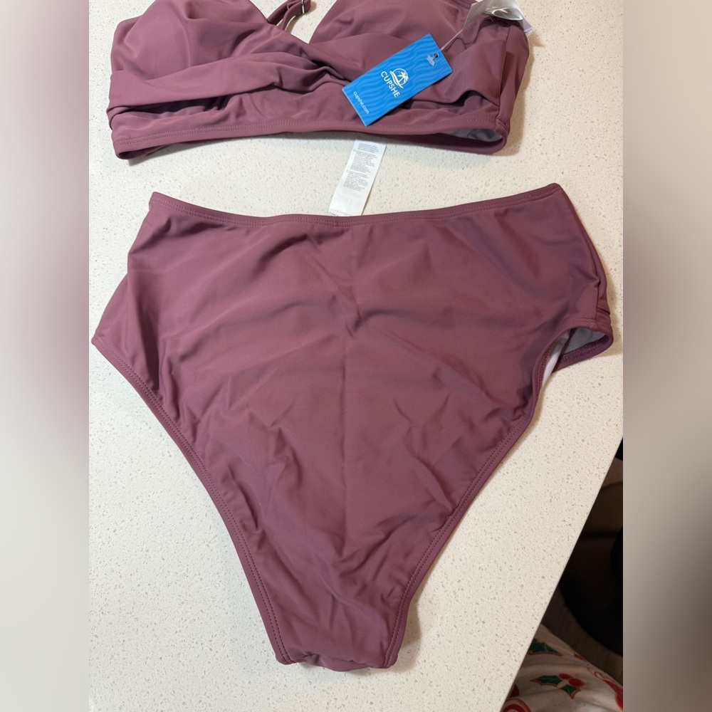 Brown cupshe High-Waisted Bikini Bottom